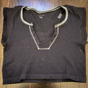 Urban Outfitters Black Ribbed Crop Top